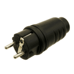 Stekker in rubber Zwart 10/16A-250V