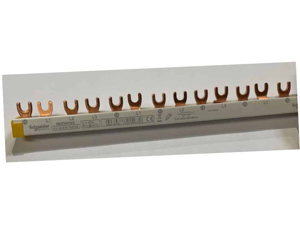 vorkR9XFH518G Schneider Kamgeleider vork 4P+2P 16mm² 18mod NL1-L2-L3 -NL1NL2NL3NL1....+eindkap (Begint met N) - Afbeelding 1