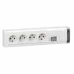 Meervoudige contactdoos 4 x 2P+A + schakelaar 10/16A 230V wit zonder snoer