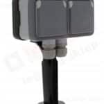 Plexo tuinpaal met contactdoos 2V voorbedraad compleet grijs